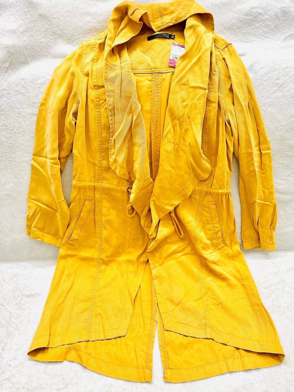 Max Jeans Women's Size M Draped Jacket in Mustard Yellow Coat New